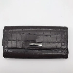 Vintage ESPRIT Womens Wallet Clutch Chocolate Brown Faux Leather Zipper Snap - Picture 1 of 8