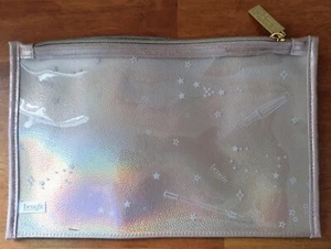 BENEFIT Gold & Clear Transparent Large TRAVEL / COSMETICS / MAKE UP BAG / POUCH - Picture 1 of 4