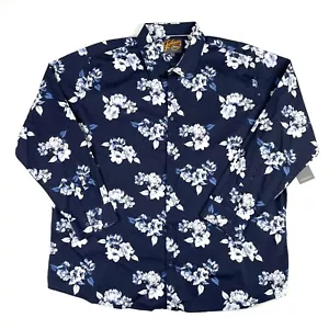 Johnny Bigg Adam Floral Print Button Up Long Sleeve Shirt Navy Size AU 5XL New - Picture 1 of 9