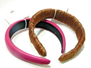 New 2 Headbands 1.25 inches Wide, Purple and Shiny Brown - Picture 1 of 3
