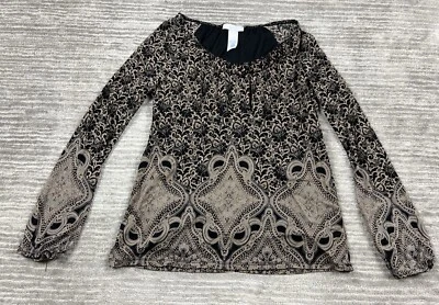 Top Lizwear Mujer Mediano Negro Beige Manga Larga Manga Transparente Informal Foto 1 de 4