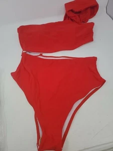 Women Red Bathing Suit Swimsuit One Piece One Shoulder Beachwear size s - Picture 1 of 4