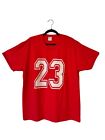 T-shirt de sport en coton rouge Port & Company no. 23 bagues filées pour hommes XL préférées des ventilateurs