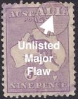 9d Kangaroo smw  ** MAJOR FLAW ** ON L of AUSTRALIA  roo ACSC 28 sg 108