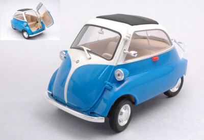 MODELLINO AUTO STATICO WELLY BMW ISETTA 250 BLU/BIANCO MODELLISMO SCALA 1:18 - Immagine 1 di 2