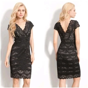 JS Collections Layered Lace Sheath Dress Black Size 10 - Picture 1 of 9