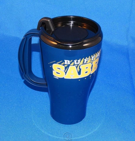 NHL Hockey Buffalo Sabres 16 Ounce Roadster Tumbler Plastic Travel Mug Cup +Lid Cover