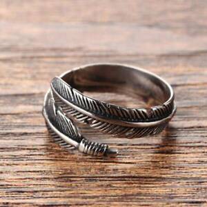 2Pcs Vintage Couple Native Pawn Indian Signed Feather Jewelry Open Band@@