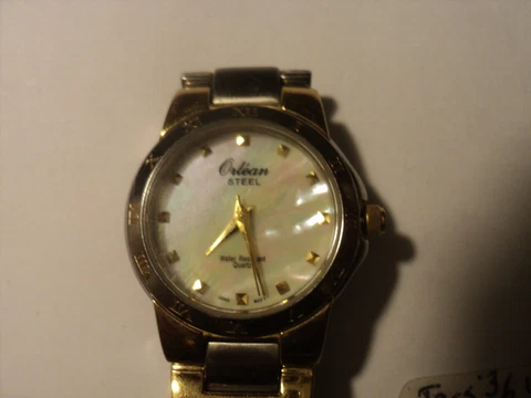 Orlean Steel Canadian MOP Two Tone Ladies Water Resistant Quartz Watch Cover