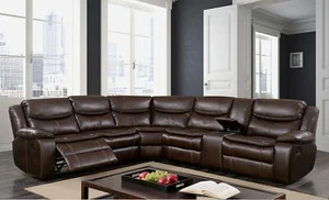 NEW SPECIAL Reclining Sectional Sofa - Brown Faux Leather Living Room Set FCR - Picture 1 of 3