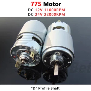 775 Electric Motor D-cut Shaft DC 12V 11000RPM 24V 22000RPM for Power Tool DIY - Picture 1 of 8