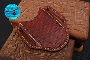 MASSANFERTIGUNG HANDGEMACHTE REINE KUH GRAVIERTE LEDERSCHEIDE FÜR KLAPPMESSER -1710 - Bild 1 von 4