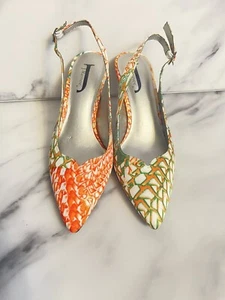 J. Renee Sling Back Fabric Multicolor Pointy Toe Shoes “DARLAP” Elegant 7M - Picture 1 of 12