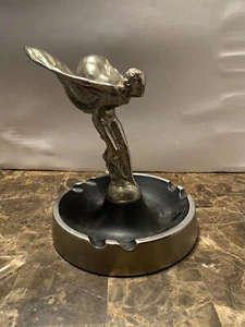 Vintage Rolls Royce Metal Ashtray Chrome Rare Flying Lady Spirit Of Ecstacy Rare - Picture 1 of 12