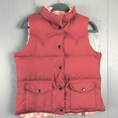 Chaleco acolchado reversible American Eagle para mujer M rojo naranja flores grueso Foto 1 de 4