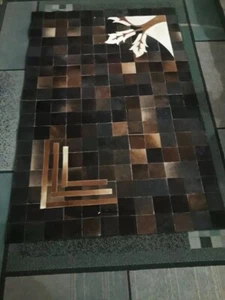 Genuine Cow Hide Fur Patchwork Designer Rug, 6x4 Feet Unique Fur Carpet/Rug - Picture 1 of 2