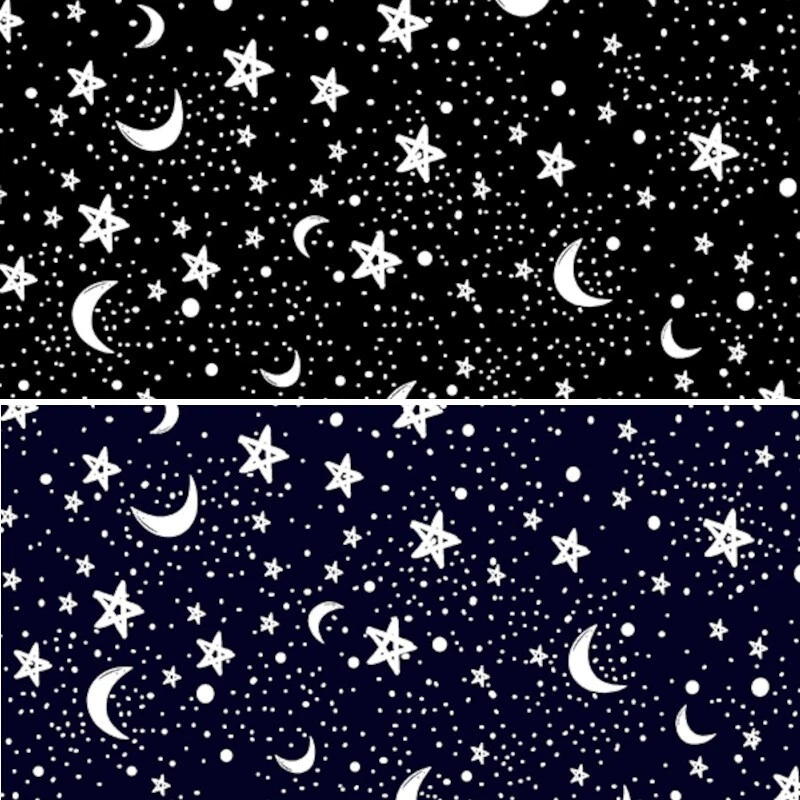 Tela de polialgodón Nochebuena Cielo nocturno Luna Estrellas Nieve Foto 1 de 1