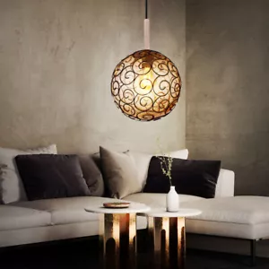 Hängelampe Esstischleuchte Pendellampe Kugel amber Wohnzimmerleuchte H 120 cm - Bild 1 von 10