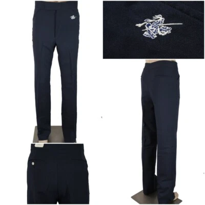 全新带标签复古 IZOD 男式 32 码无边形海军蓝可调节涤纶裤子新品 — 第 1/4 张图片