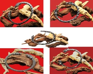 Mendel Edelstahl nordisch Wikinger Wolfskopf Manschette Armband geflochten gedreht - Bild 1 von 28