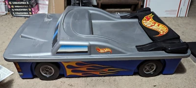 FILLED WITH STUFF Mattel Hot Wheels 28" Car Toy Box Chest Under Bed Storage Case - Image 1 of 4