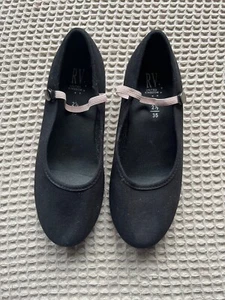 RV United Kingdom kids dance shoes leather sole black sz 2 1/2 35 - Picture 1 of 7