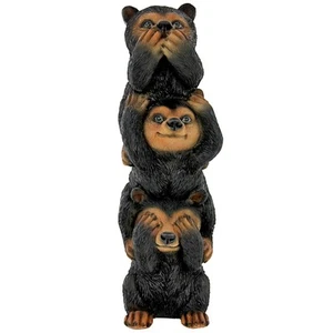 Design Toscano Backwoods Bears Speak, Hear, See No Evil Resin 10.5"H - Picture 1 of 9