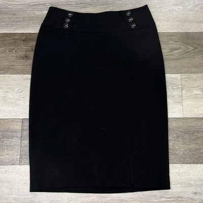 Falda WHITE HOUSE BLACK MARKET Talla 2 Negra Lápiz Forrada Carrera Abertura Cremallera Lateral Usada en Excelente Condición Foto 1 de 4