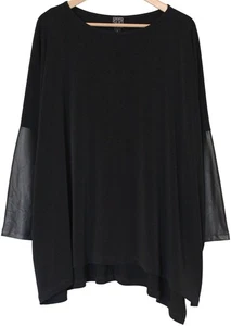 Clara Sun Woo KUNSTLEDER Dolman Slv Tunika Top OVERSIZE L XL schwarz 68" Brustweite/Saum - Bild 1 von 4
