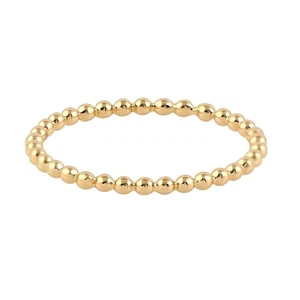 18k Solid Yellow Gold Beads Band Rings Handmade Jewelry For Women Prity - Picture 1 of 6