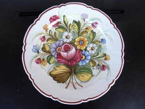 Vintage Castelli Italia Italy Painted Floral Ceramic Wall Display Plate Signed - Picture 1 of 6
