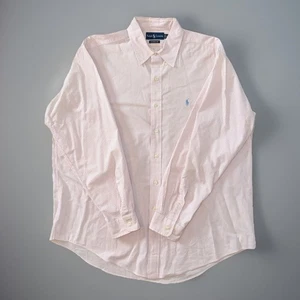 Polo Ralph Lauren klassische Passform Knopfleiste Herren rosa weiß gestreift Größe 18 XL - Bild 1 von 15