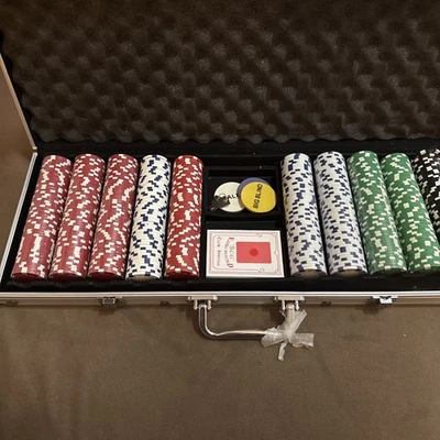 Estuche de aluminio XL Texas Hold'Em Big Blind Little Blind Juego de fichas de póker - 500 unidades Foto 1 de 4