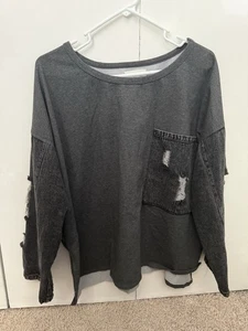 TRAUMHAFTES REHKITZ Jeans Sweatshirt Patchwork Shirt Gr. M Cottagecore Whimsygoth Rock - Bild 1 von 4