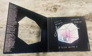 Stuck with U CD Single BLACK Autographed Signed Ariana Grande Justin Bieber - Picture 1 of 3