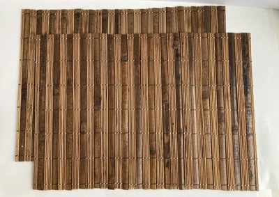 Vintage Wooden Bamboo Stick Placemats Rectangular Natural Rustic Set Of 2 - Image 1 of 4