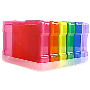 6 Pack 4”x6” Photo Storage Boxes – Multi-Colored Plastic Organizer Cases with... - Picture 1 of 7