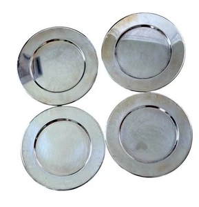 4 Cargadores de Placa de Plata Vintage 11.5" Redondos Hechos en Hong Kong - Imagen 1 de 4
