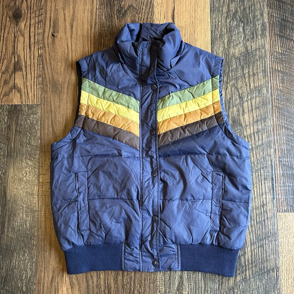 Delia’s Puffer Chaleco XL Azul Bloque de Color Retro Y2K 2000s Nylon Cremallera Chaqueta a Presión Foto 1 de 4