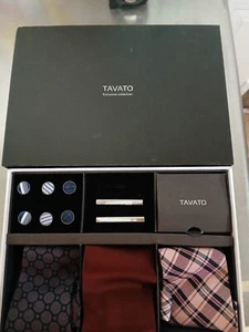 Tavato Premium Men's Gift Set, 3 Silk Neckties 3 Tie clips 4 Sets of Cufflinks - Picture 1 of 22