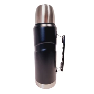 DAY Thermoflasche Edelstahl 1 Liter mit Griff Isolierflasche Thermokanne schwarz - Bild 1 von 6