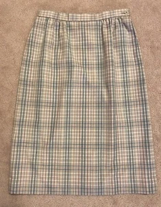 Country Sophisticates Petite by Pendleton plaid beige/pink/blue pencil skirt sz6 - Picture 1 of 12