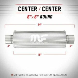 MAGNAFLOW 12198 High Flow Muffler Round 6x6x18"-3"In/3"Out - Picture 1 of 10