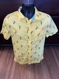 Disney Moana Hei Hei Chicken Shirt Size Small Yellow Button Up Short Sleeve - Picture 1 of 6