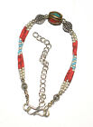 Fashion Jewelry  Bracelets Natural Gemstone Turquoise&Coral 7.5" 43 Cts JO1-19