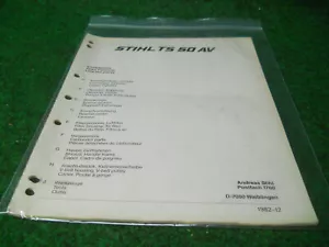 STIHL TS50 AV Manual de la lista de piezas de repuesto del distribuidor - Imagen 1 de 1