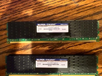 Kit x2 Super Talent W1333UX4G9 4GB (2GBx2) DDR3-1333 PC3-10600 CL9 RAM -Tested - Image 1 of 2