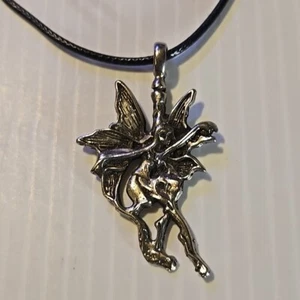 FAIRY Vintage Pewter Pendant Charm / 26+" Adjustable Necklace - Picture 1 of 3