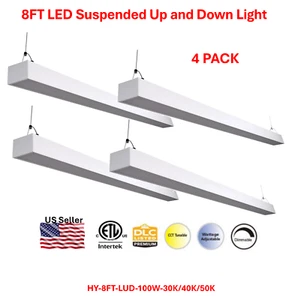 HY 4 Pack 8FT 100W LED Suspended Up and Down Linear Light White 3CCTs - Picture 1 of 13