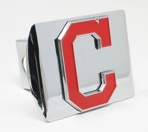 Cubierta de enganche cromada con acabado espejo Cleveland Indians con logotipo de metal 3d color - Imagen 1 de 2
